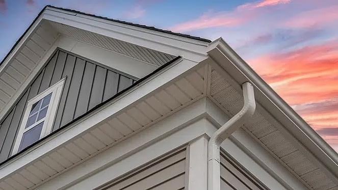 Newly installed seamless gutters on residential home