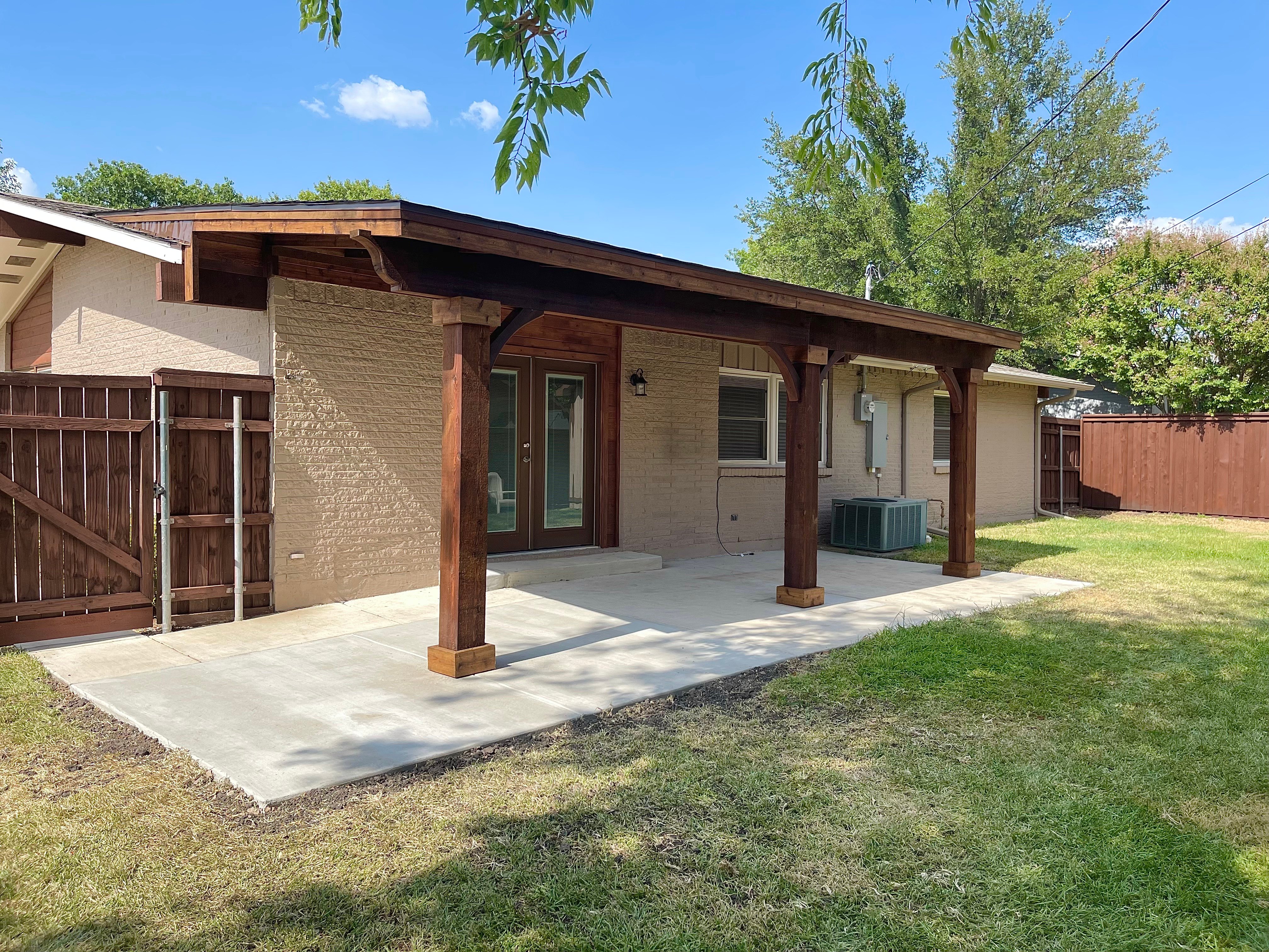 Attached patio cover extending from home